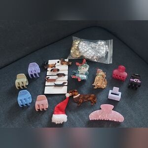Assorted hair clips. Something For Everyone!! Doxie lovers, Christmas, etc..